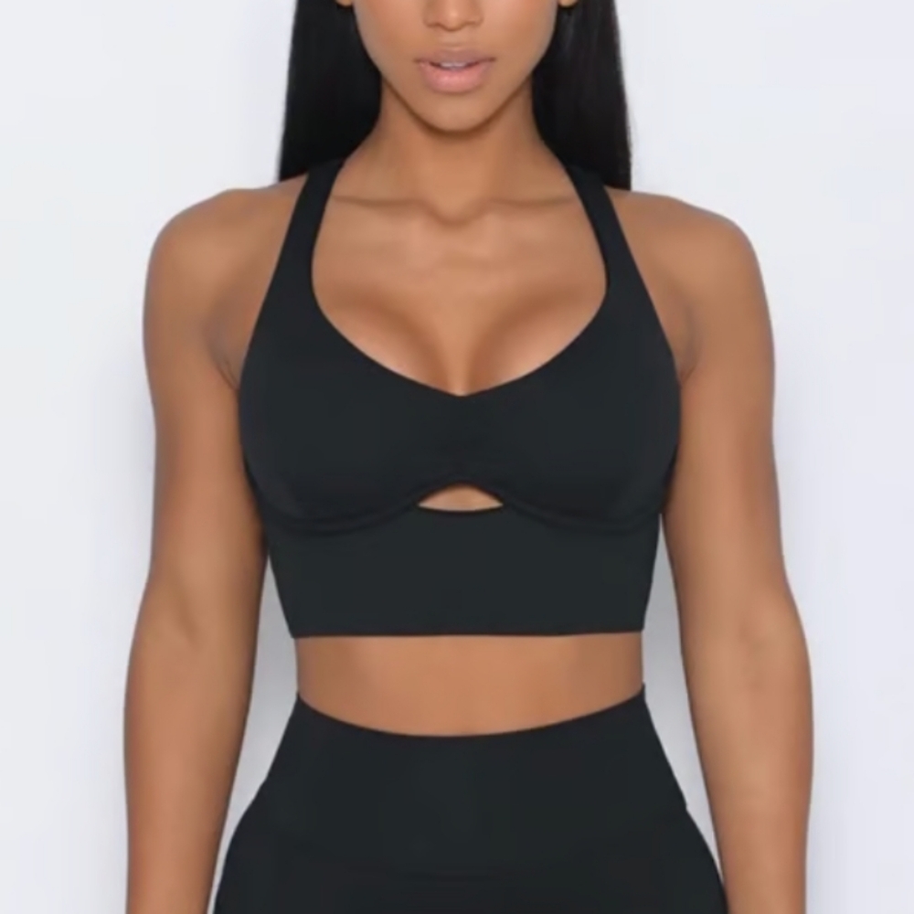 Bombshell Sportswear Black Cutout Longline Sports Bra